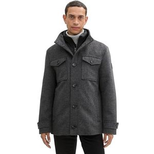 TOM TAILOR Heren 1042209 jas, 30500-Dark Grey Black Herringbone, XXL, 30500 - donkergrijs zwart Herringbone, XXL