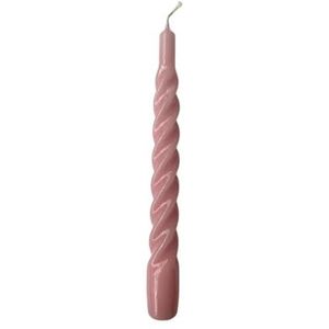 Gelakte kaarsen gedraaid, diameter 2,2 cm, hoogte 21 cm - 6 stuks - kleur Dusty Pink - Cereria Di Giorgio