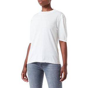 7 For All Mankind Dames Mock Neck Puff Sleeves Cotton Sweater, wit, S