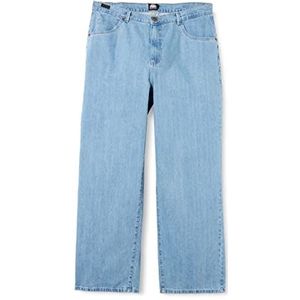 Southpole Herenbroek, denim broek, oversized, jeansbroek met geborduurd logo voor mannen, retro mid blue, maten 28-38, Retro Mid Blue., 38