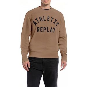 Replay Heren sweatshirt logo zonder capuchon, bruin (Safari 989), M, Safari 989, M