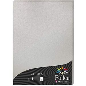 Clairefontaine 4199C verpakking met 50 vellen pollen, DIN A4, 210 x 297 mm, 120 g, zilver