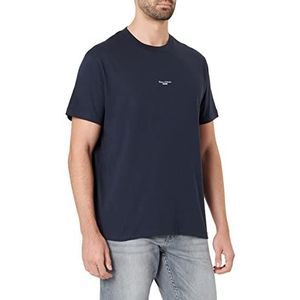 MARC O'POLO DENIM T-shirt voor heren, regular T-shirt met logoprint voor mannen, ronde hals, jersey maat, blauw, L