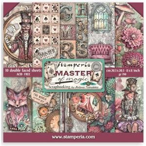 Stamperia - Scrapbook Paper Pad for Scrapbooking, Albums, Card Making, Bullet Journalling and More, Acid Free, Double-Sided, Perfect for Hobbies, Crafts, and Gifting (Master of Magic) (20.3 x 20.3cm)