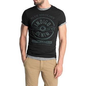 edc by Esprit T-shirt voor heren met print, slim fit, zwart (black 001), XL