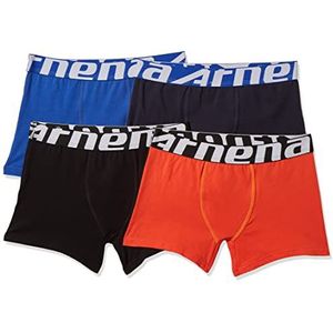 Athena - Boxershorts voor jongens, katoen, stretch, Eco 8A65, effen (4), Veelkleurig (marineblauw/zwart/oranje 9000), 10 Jaar