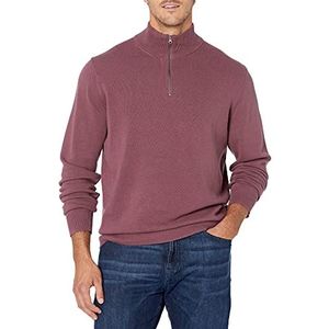 Amazon Essentials Heren 100% Katoen Quarter-Zip Trui, Pruim, X-Large