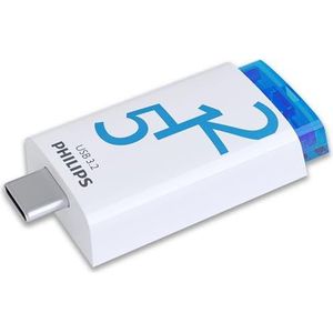 Philips Click Edition USB-C stick USB 3.2 Gen 1 USB flash drive 512 GB voor PC, laptop, smartphone, tablet met USB-C poort, leessnelheid tot 120 MB/s
