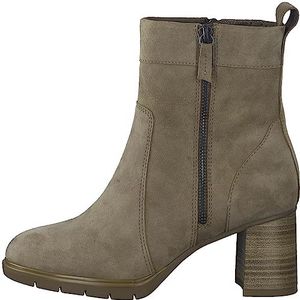 Tamaris Comfort Dames 8-85313-41 Leder Comfort Fit uitneembaar voetbed modieuze haklaarsjes met decoratieve ritssluiting enkellaarsjes, taupe, 41 EU Breed