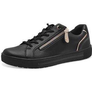 Jana Sportieve comfortabele veganistische sneakers voor dames, zwart/goud, 36 EU, zwart/goud., 36 EU