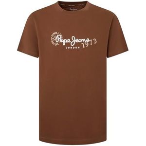 Pepe Jeans Heren Camille T-Shirt, Bruin (Dark Mocca Brown), M, Bruin (Donker Mocca Brown), M