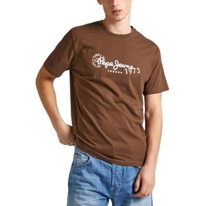 Pepe Jeans Heren Camille T-Shirt, Bruin (Dark Mocca Brown), L, Bruin (Donker Mocca Brown), L
