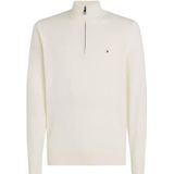 Tommy Hilfiger Heren PIMA ORG CTN Cashmere Zip Mock MW0MW28049, trui met halve rits, wit, L, Wit (Ivoor), L