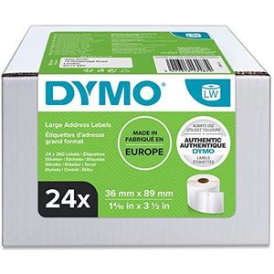 DYMO authentieke grote LW-adreslabels | 36 mm x 89 mm | 24 rollen met elk 260 Easy-Peel-labels (6240 labels) | Zelfklevend | Geschikt voor LabelWriter-labelmakers