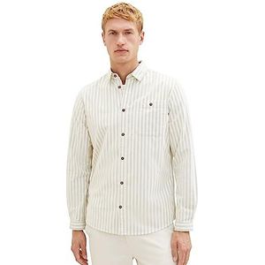 TOM TAILOR Herenhemd met fijne strepen van corduroy, 32286-off White Sea Green Stripe, L