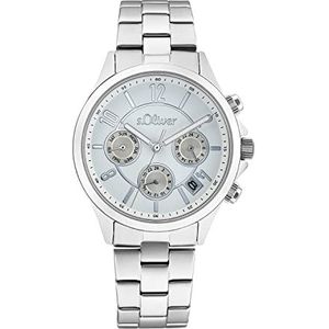 s.Oliver Polshorloge Dames Quartz Analoog, Met Roestvrijstalen Armband, Zilver, 5 Bar Waterbestendig, Multifunctioneel, Wordt Geleverd In Geschenkverpakking, 2033556