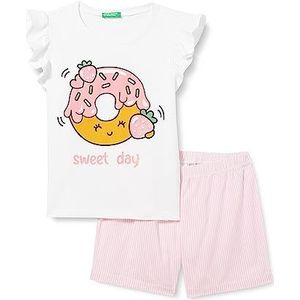 United Colors of Benetton Pig(T-shirt+short) 30960P04R pyjamaset wit optisch 101, 90 meisjes, optisch wit 101, 90 cm