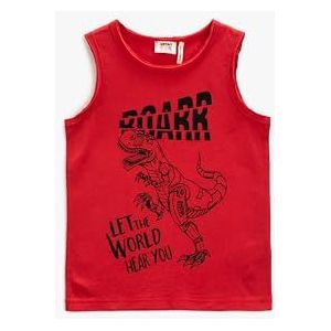 Koton Boys's Dinosaurus bedrukte tanktop, ronde hals, katoenen tanktop, rood (420), 11-12 Jaar