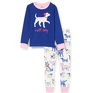 Hatley Meisjespyjama met lange mouwen van biologisch katoen, Roze Pups, 24 Maanden