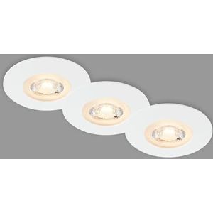 BRILONER - Set van 3 plafondinbouwspots LED, ultravlakke inbouwspots, badkamer inbouwspots, badkamer inbouwspots IP65, wit mat, 90x25 mm (DxH)