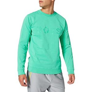BOSS Heren Welogo Relaxed-Fit sweatshirt van biologisch katoen met geborduurd logo, Open Green353, S