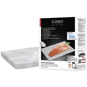 CASO Professionele foliezakken 25 x 35 cm / 50 zakken, voor alle vacuümverpakkers, BPA-vrij, zeer sterk en scheurvast ca. 150µm, aromadicht, kookvast, sous-vide, herbruikbaar, incl. Food Manager