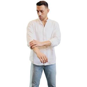 DeFacto Vrijetijdshemden en klederdrachthemden voor heren, klassiek herenoverhemd, wit, XL