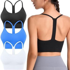 Evercute Sin Costuras Sportbeha voor dames, ondoorzichtig, Zwart Wit Blauw 3pack, S