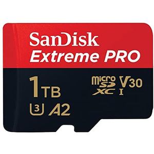 SanDisk Extreme PRO 1 TB MicroSDXC UHS‐I‐Kaart Met SD-Adapter (A2 App Performance, 2 Jaar RescuePRO Deluxe Software, Leessnelheden Tot 200 MB/s, Class 10, UHS-I, U3, V30, 30 Jaar Garantie) Zwart
