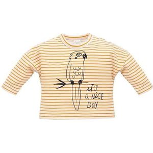 Pinokio Baby Blouse Long Sleeve Nice Day, 95% Coton 5% elastaan ecru oranje strepen, parrood, uniseks maat 62-86 (62), ecru, 62 cm