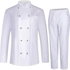 MISEMIYA Jas en broek voor dames, kookjas voor dames, gastronomie-uniform, 848-8312, Wit, 3XL