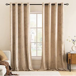 MIULEE Fluwelen gordijnen 2 panelen bronzen kamer verduistering thermisch geïsoleerd glitter gordijn paar ooggordijnen voor woonkamer kinderen slaapkamer kinderkamer 140 x 260 cm (b x l), kaki