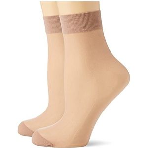 Nur Die Set van 2 sokken, 20 denier, transparante nylon fijne sokken, mat, brede comfortabele band voor dames, parel, Eén Maat