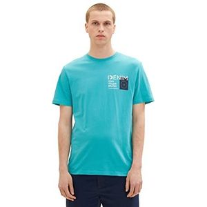 TOM TAILOR Denim Heren 1036964 T-shirt, 31044-Deep Turquoise, L, 31044 - Deep Turquoise, L