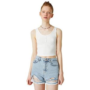 Koton Dames Scoop Neck Tank Top, Off White (001), L