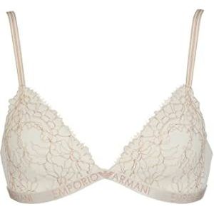 Emporio Armani Dames Christmas Lace Padded Triangle BH, Pale Cream, XS