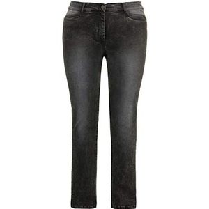 Ulla Popken Damesjeans, slimfit, met zijdelingse steen-inzet, grijs (antraciet 12), 49W x 34L