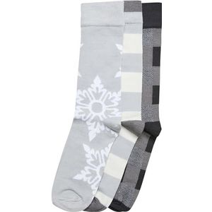 Urban Classics Unisex sokken Christmas Snowflakes Socks 3-Pack Light tasphalt 43-46, Lichtopbrengst, 43-46 EU
