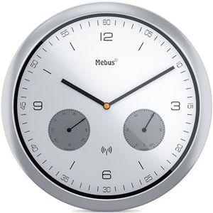 Mebus 52827 silber Funk-Wanduhr