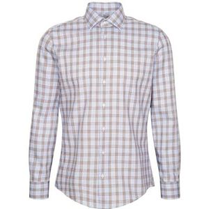 Seidensticker - Businessoverhemd - Bruin - Slim Fit - Lange Mouwen - Kentkraag - Ruit