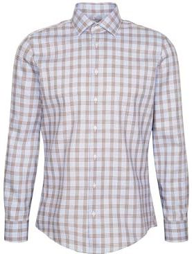 Seidensticker - Businessoverhemd - Bruin - Slim Fit - Lange Mouwen - Kentkraag - Ruit