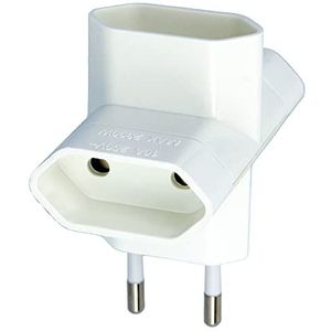 Amig Stekkerdoos met 3 stopcontacten voor het aansluiten van elektrische apparaten, horizontale drievoudige wandadapter, wit, maximale spanning: 250 V, maximale stroomsterkte: 10 A