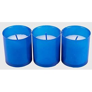 La Briantina Set van 3 grafwasdozen, kleur blauw, 6 x Ø 5,2 cm, 3 stuks, brandduur 20 uur