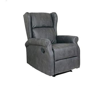 Cribel Arlette A relaxstoel van nubuk, handmatig verstelbaar, met voetenbank, grijs, 72,5 x 94 x 109 cm