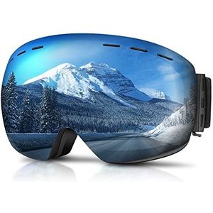 GONICVIN Magnetische skibril, anti-condens, skibril voor heren, dames, brildragers, UV-bescherming, blauw