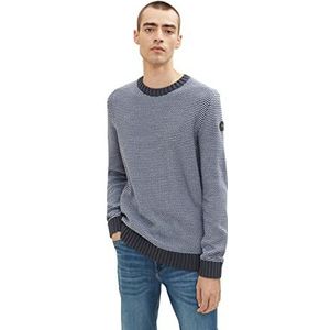 TOM TAILOR Uomini Gebreide trui met structuur 1033678, 30638 - Navy Light Blue Structure, M