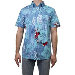 Marvel Heren Button Down Shirt, Blauw/Aqua Cap Island, S, Blauw/Aqua Cap Island, S