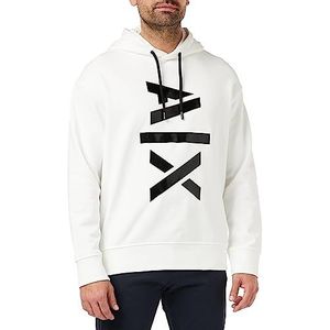 Armani Exchange Heren Maxi Contrast Logo, Cuffed Hooded Sweatshirt, wit, XS