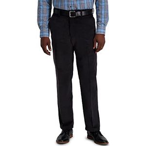 Haggar Men's Stretch Corduroy Expandable Waist Classic Fit Pant, Dark Grey, 36Wx30L