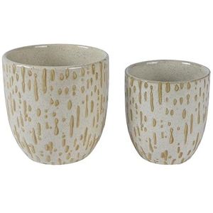 Decoris Steengoed Planter-13cm Diameter, 13cm Hoogte, Wit/Kleur (en), One Size
